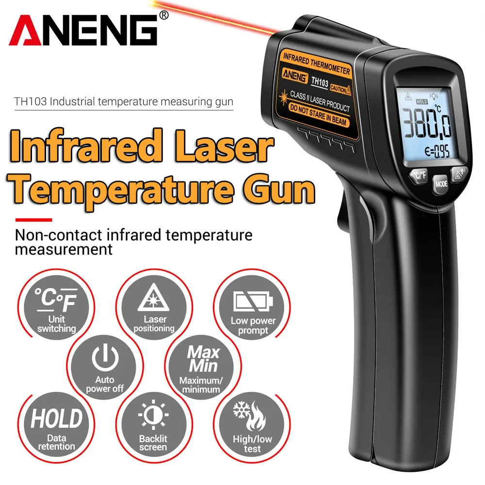 Industrial Laser Thermometer Gun - Infrared Laser Temperature Gun -20°C~380℃ IR