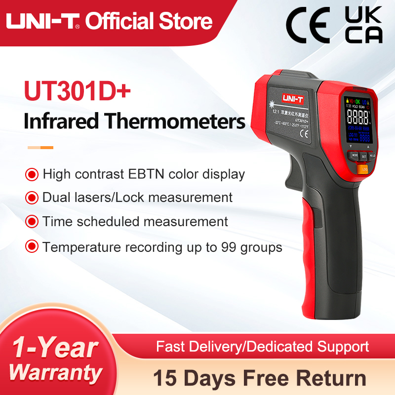 Industrial Laser Thermometer Gun - UNI-T Digital Infrared Thermometer UT303D+ Industrial
