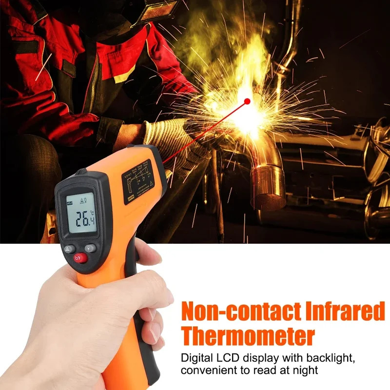 Industrial Laser Thermometer Gun - -50~380°C Industrial Infrared Pyrometer Non Contact