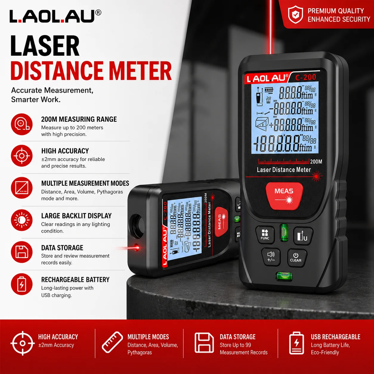 LAOLAU Digital Laser Range Fin - Industrial Laser Rangefinder recension och pris